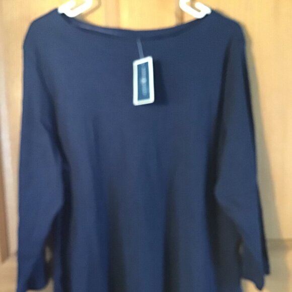 Karen Scott Tops - Karen Scott Navy Blue Shirt